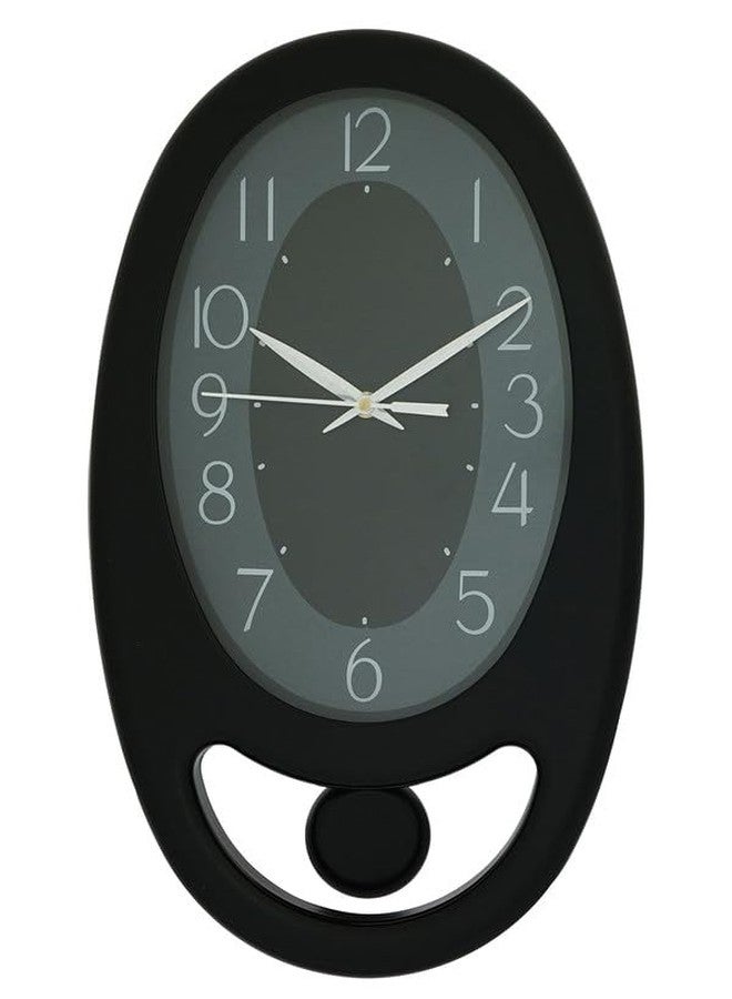 CRAFT SMITH Decorative Oval Plastic Analog Black Dial Home/Office Decor Full Figure Pendulum Wall Clock (Size: 24 x 5.5 x 40 CM | Weight: 705 grm | Colour: Black) - Image 1